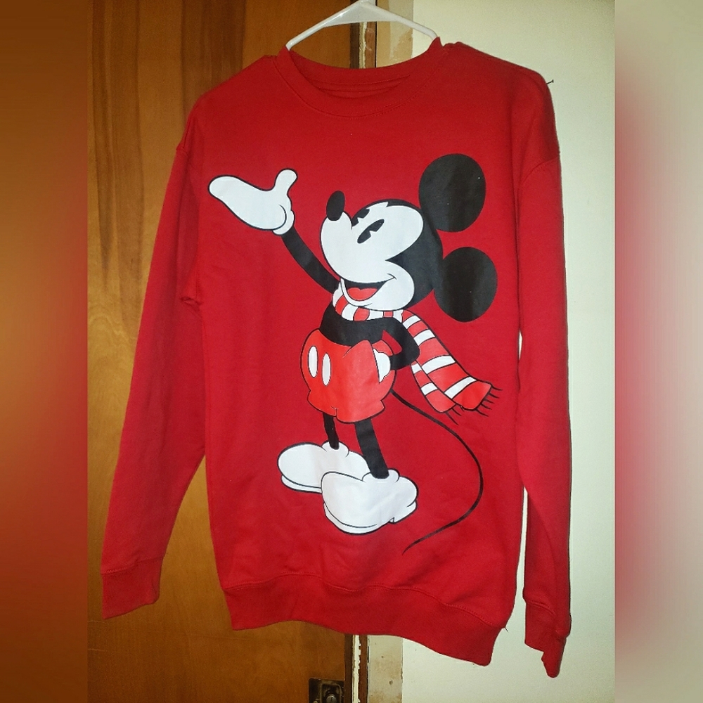 Red Disney Mickey Mouse Sweatshirt, Men's XS